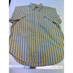 Polo Ralph Lauren Classic Fit Button Up Yellow Blue Strip Shirt Size XXL